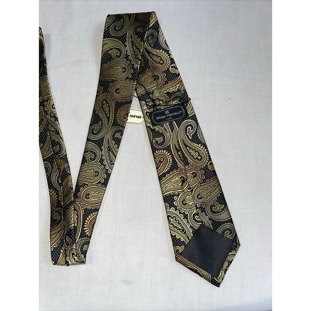 Bruno Piattelli Men’s Dress Toe Size 58” Gold Paisley Business Formal City NWT